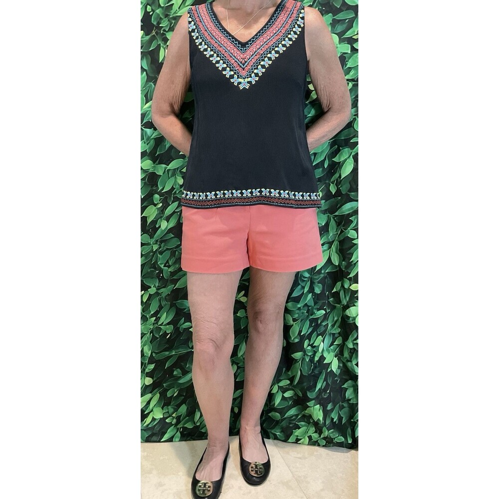 🖤 Skies Are Blue Black Embroidered V-Neck Top – Size Large - Picture 3 of 8